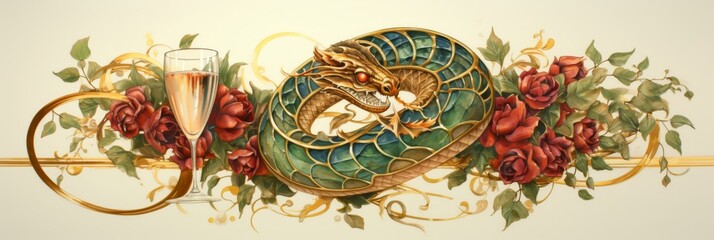 Fototapeta premium Vibrant emerald serpent, a stunning green snake captured in striking detail and vivid color