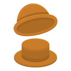 Brown Hat Headdress Vector. Fashion Clothing Element. Decorative Hat Illustration.