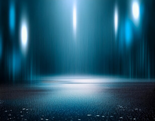 Fototapeta premium Neon Cityscape Wet Asphalt Night View with Blurred Light Effects