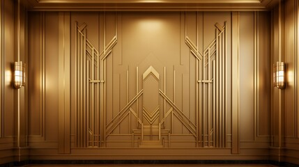 Golden art deco style background with luxurious wall lamps in abstract vector illustration
