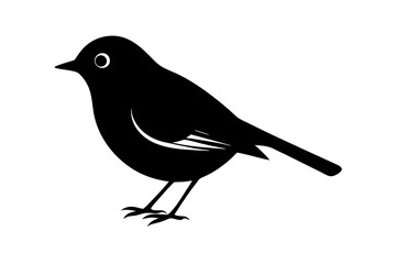 Obraz premium Black silhouette of robin bird logo style on a white background