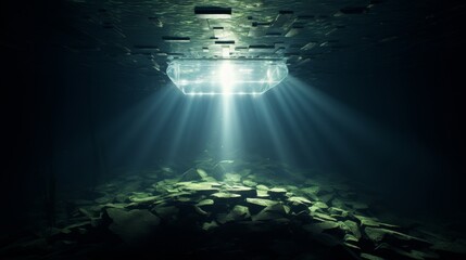 Obraz premium Impressive underwater geological structure resembling a massive mountain submerged in water