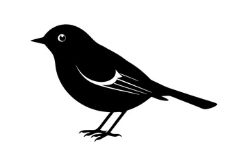 Black silhouette of robin bird logo style on a white background