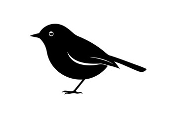 Obraz premium Black silhouette of robin bird logo style on a white background
