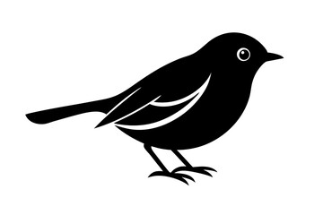Black silhouette of robin bird logo style on a white background