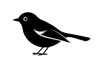 Obraz premium Black silhouette of robin bird logo style on a white background
