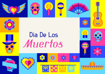 Day of the Dead greeting card. Dia de los muertos. Mexican celebration.