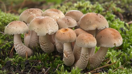 Cluster of Mushrooms in a Forest Setting