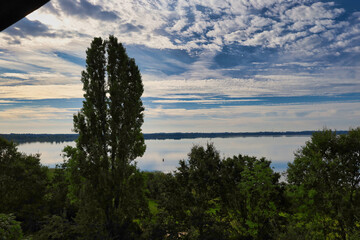 Blick auf den Raßnitzer See, ehmaliger Braunkohle Tagebau Merseburg Ost, Schkopau, Saalekreis,...