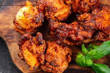 chicken wings bbq fried barbecue poultry meat fresh meal food snack on the table copy space food background rustic top view