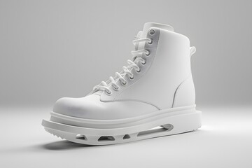 Sleek White High-Top Boot Design with Unique Sole