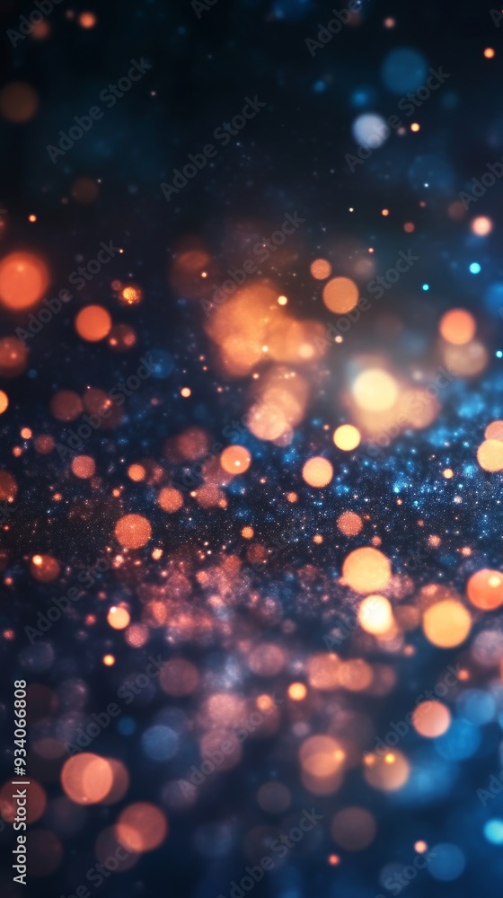 Poster Bokeh light effects in warm and cool colors