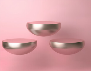 Shimmering Metallic Podiums Elegant Backdrop for Cosmetics Product Display