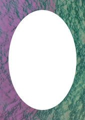 Blank frame with green and magenta textured rounded borders