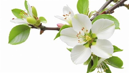 Fototapeta premium Isolated Blossoming Cherry Tree Branch on white Background