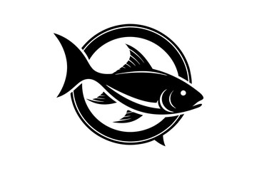 Fish in a circle logo icon silhouette vector design on a white background