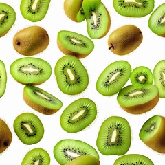 Fototapeta premium Isolated Fresh Kiwi Slice on white Background