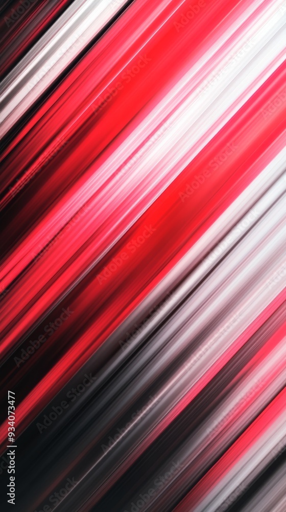 Poster Abstract red and white diagonal light streaks pattern, futuristic design concept