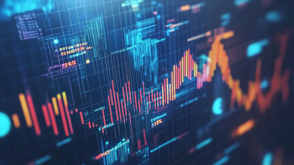Stock market or Forex trading graph technology and bar charts Trends in economics, finance and design.