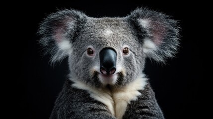 Fototapeta premium Koala Portrait Against Black Background