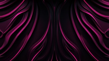 Obraz premium A sleek, abstract design featuring flowing lines and curves in shades of pink against a dark background, ideal for digital art.