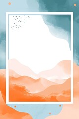 Sky Blue and Orange Gradient Background with White Rectangular Frame. AI generated illustration