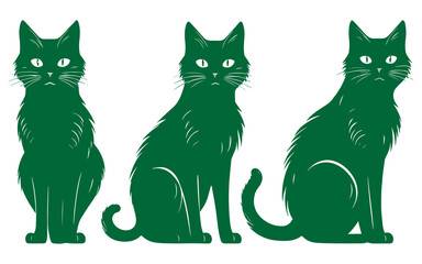 Set of  silhouette cats in different poses