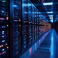 Naklejka premium Data centers filled with servers with processing