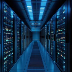 Fototapeta premium Data centers filled with servers with processing