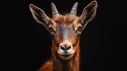 Obraz premium Close-up Portrait of a Curious Goat