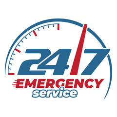 24 Hour emergency service label design vector