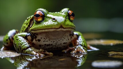 close-up of a frog in its natural environment