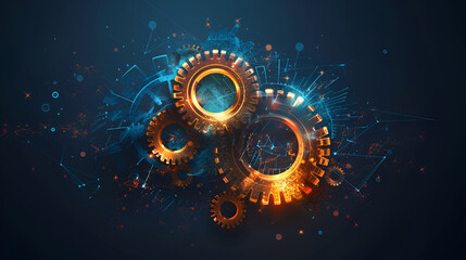 Close-up of a gear in an integration idea data system technology