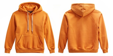 Orange Hoodie Mockup - Front and Back View, hoodie, mockup, sweatshirt, apparel