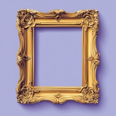 Horizontal yellow frame on purple background, vintage frame for photo, mirror. Friends, series, Thanksgiving, tv.  stock illustration, Generative AI