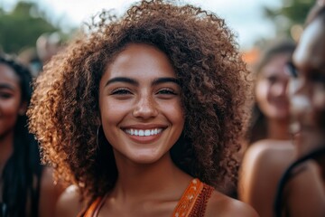 Diverse group of friends candidly enjoying a music festival, embodying the energy and vitality of live concert fun, millennials, generation z,, Generative AI