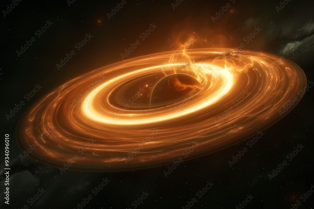 Aufkleber blue planet with star in the background, cosmic ballet of planets in orbit, surrounded by an aurora 