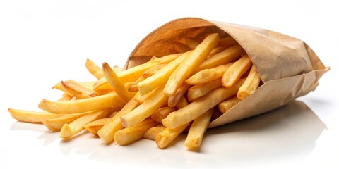 French Fries in a Brown Paper Bag, Food Photography, Fast Food, Appetizer, Side Dish