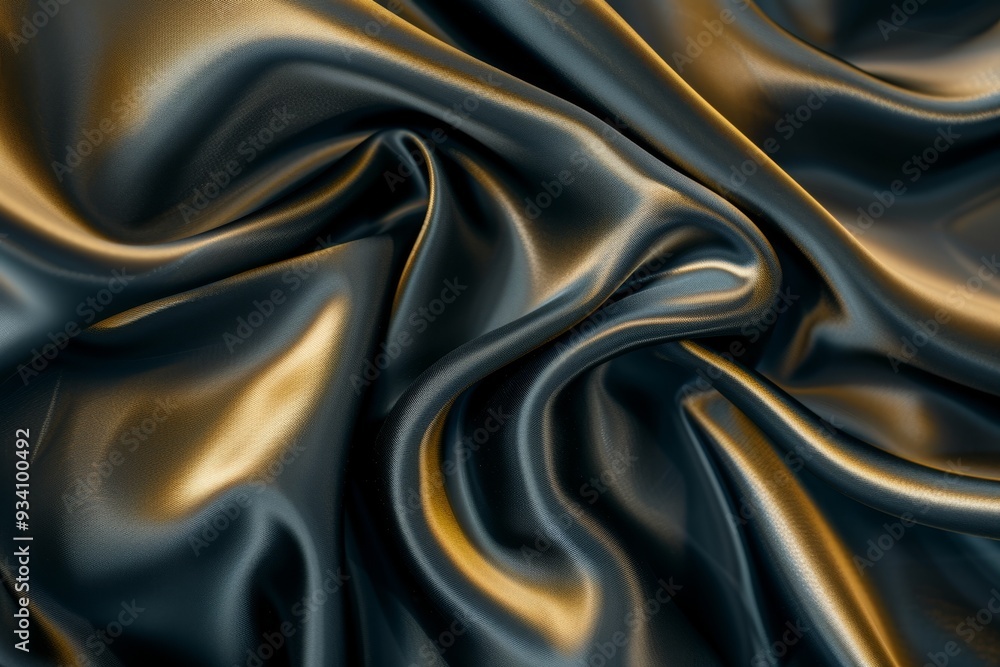 Poster red silk fabric with very large amount of folds, fabric texture with smooth and silky threads