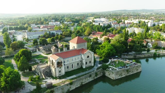 Aerial view of Tata city in Hungary. 