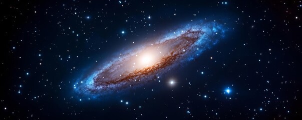 Close-up of the Andromeda Galaxy with detailed spiral arms, galaxy background, deep space imaging