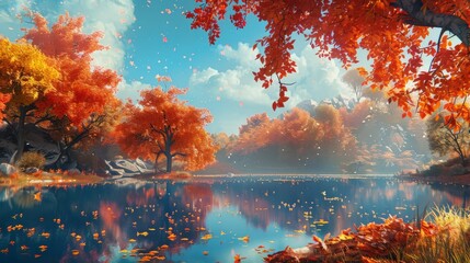 Fototapeta premium Autumn Lake Reflection.
