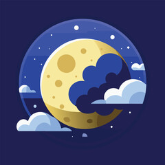 Naklejka premium Moon and Clouds Vector Illustration