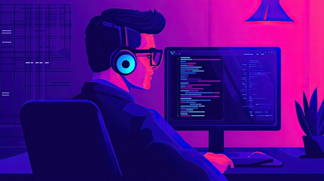 Remote worker multitasking with AI tools on multiple devices, futuristic interface, hyper-efficiency in tech-driven workspace, remote work efficiency