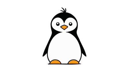 penguin on a white standing on straight black line