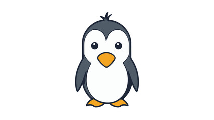 penguin with funny face cartoon isolated on white