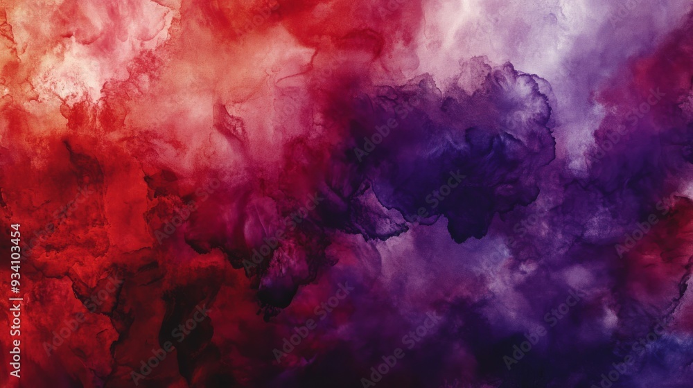 Fototapete Artistic tie-dye background with deep reds and purples blending into a complex, abstract design.