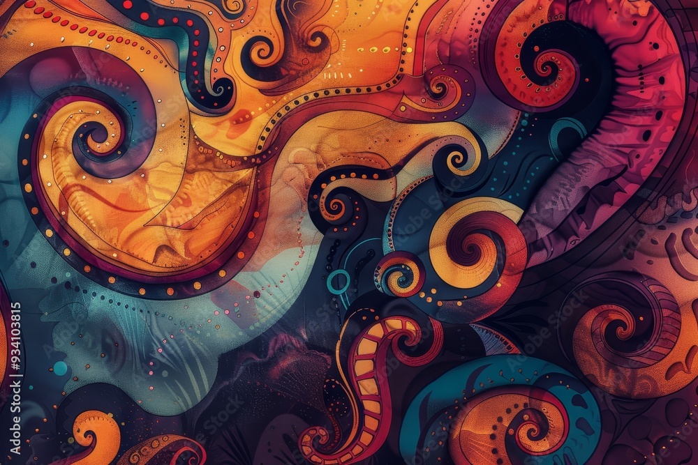 Poster an abstract background with swirling patterns and vibrant colors