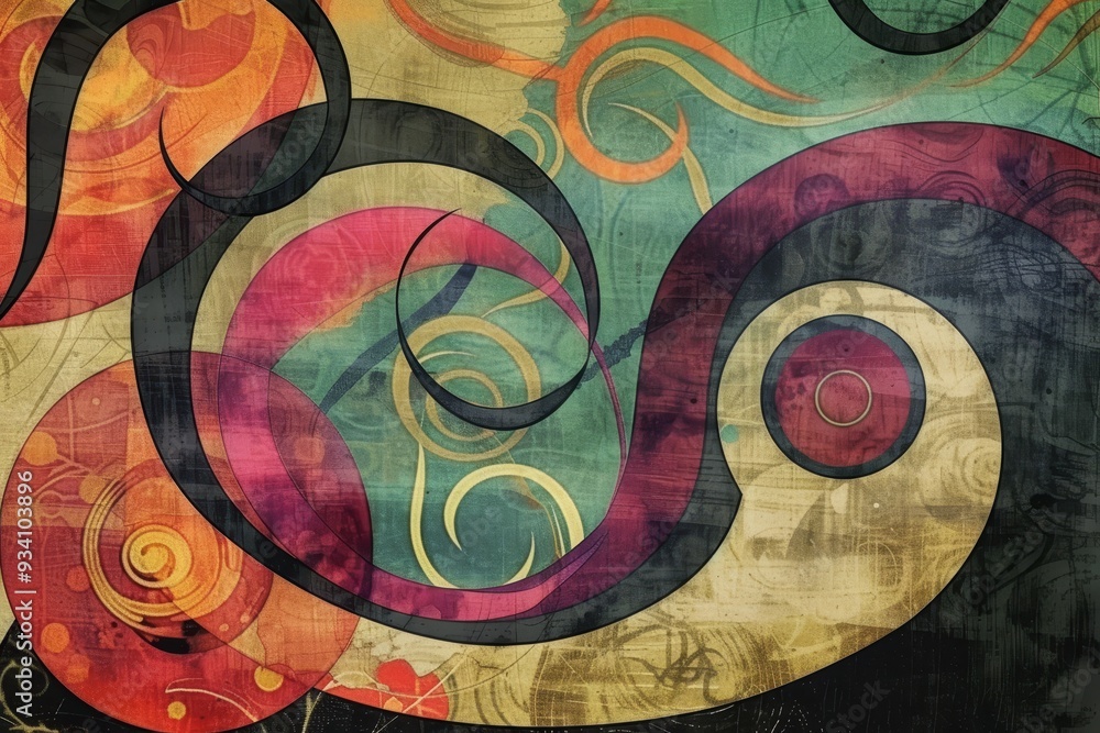Poster an abstract background with swirling patterns and vibrant colors