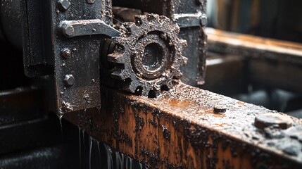 A machine feeder in operation, showcasing the intricate mechanisms and feeding process, with ample copy space for text